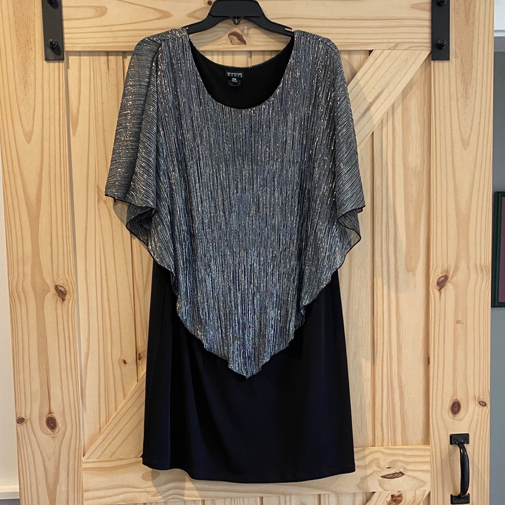 Enfocus Studio Black Dress with Silver Overlay, size 18w, comfortable beauty